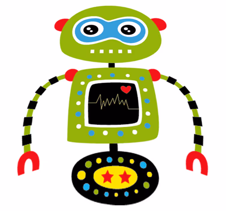 Grön robot vinylmatta barn - Tenstickers