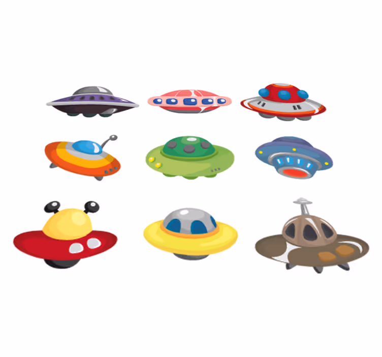 Vinylmatta barn ufo-klistermärken kollektion - Tenstickers