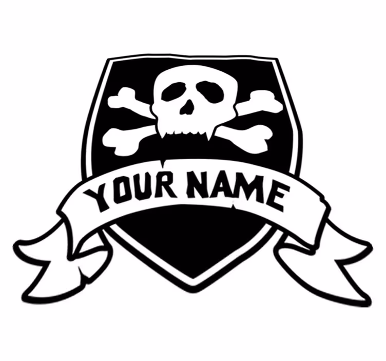 Vinylmatta barn piratskalle med namn - Tenstickers