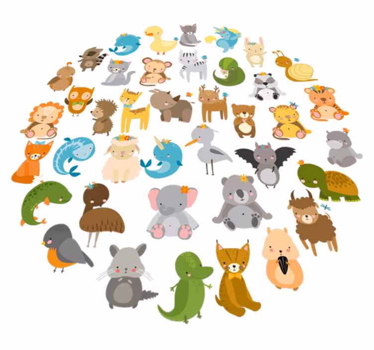 Vinylmatta barn mina djur från zoo - Tenstickers