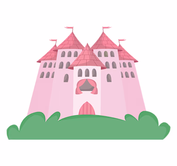 Vinylmatta barn rosa slott - Tenstickers