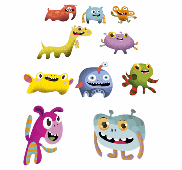 Vinylmatta barn monstercollage rymden - Tenstickers