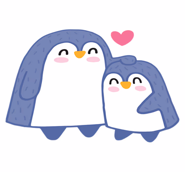Vinylmatta barn mamma och baby pingvin - Tenstickers