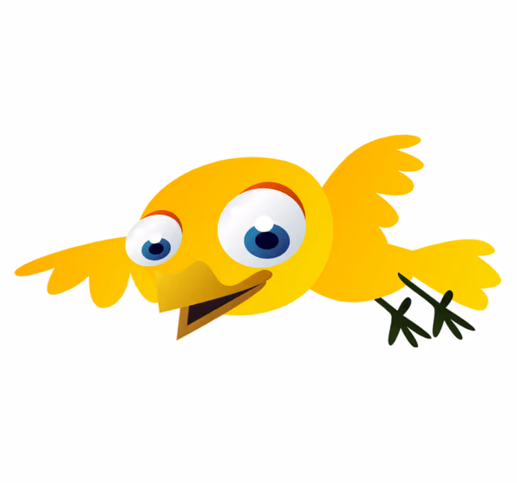 Vinylmatta barn med gul flygande fågel - Tenstickers