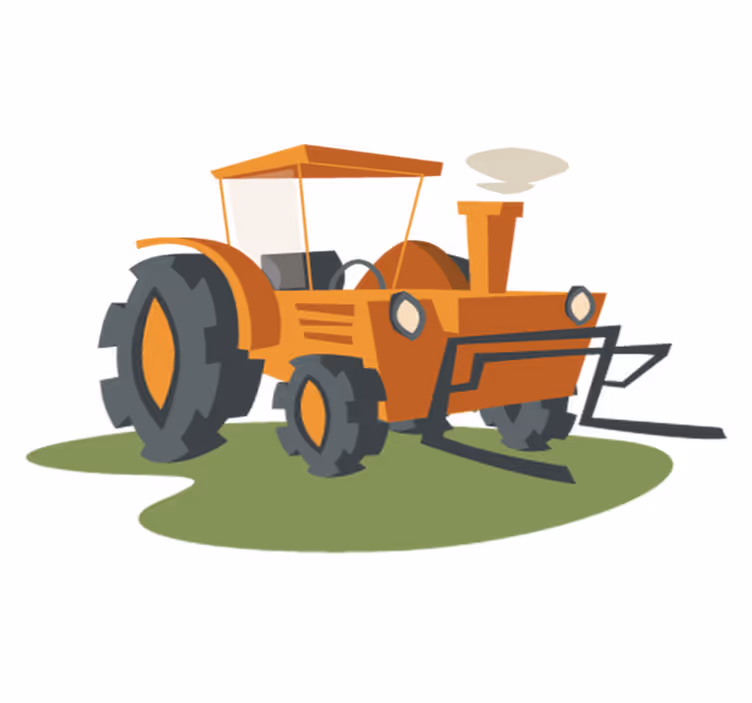 Vinylmatta barn orange traktor - Tenstickers