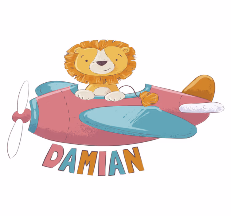 Vinylmatta barn lejon med namn - Tenstickers