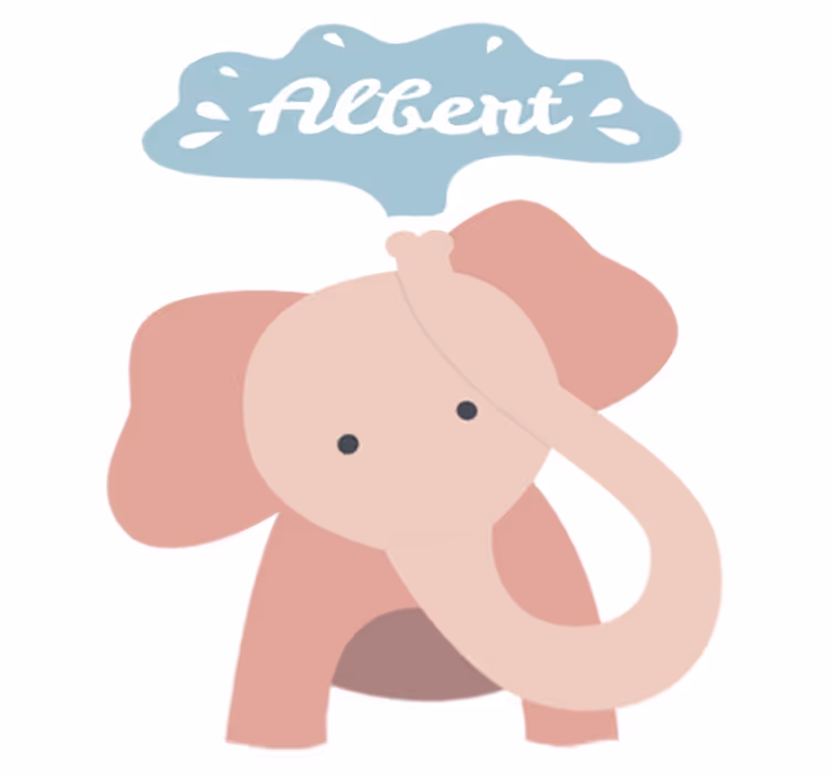 Vinylmatta barn med namnet på babyelefanten - Tenstickers