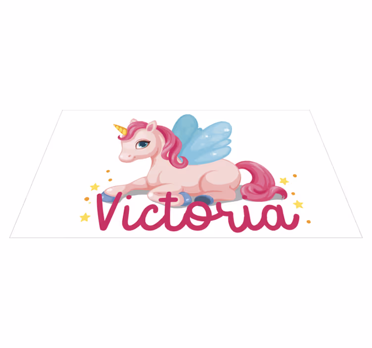 Vinylmatta barn rolig rosa glad enhörning - Tenstickers