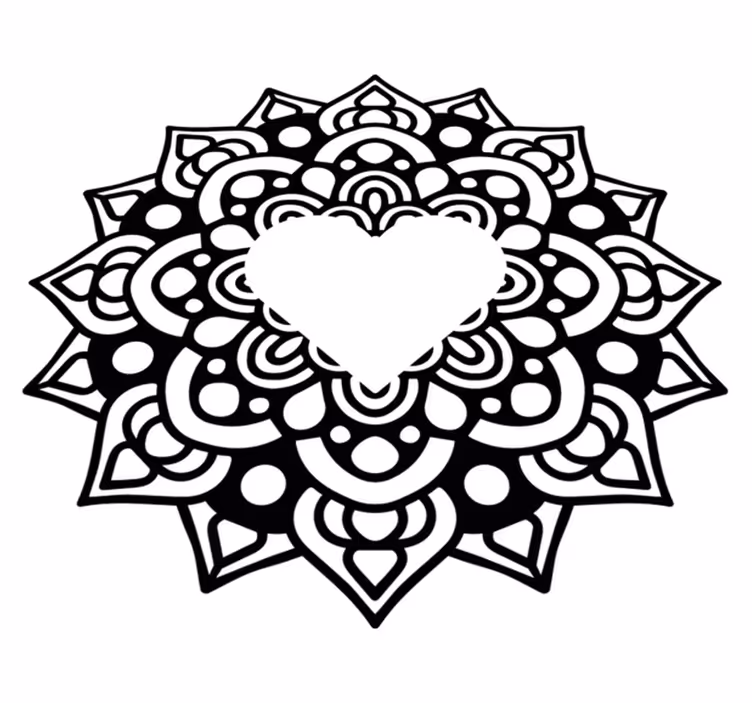 Vinylmatta sovrum mandala med hjärtformad ram - Tenstickers