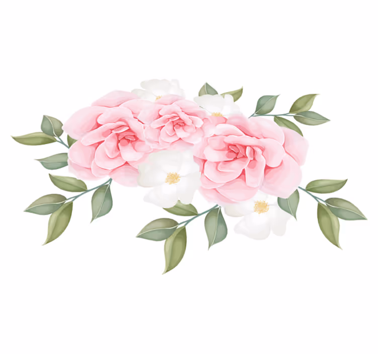 Vinylmatta sovrum eleganta blommor i rosa - Tenstickers