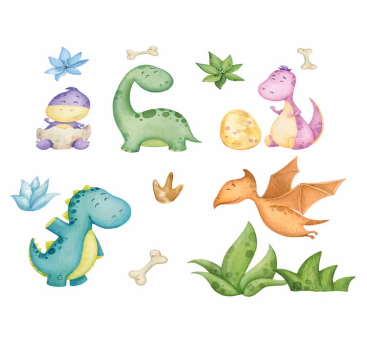 Vinylmatta sovrum nordisk dinosaurritad - Tenstickers
