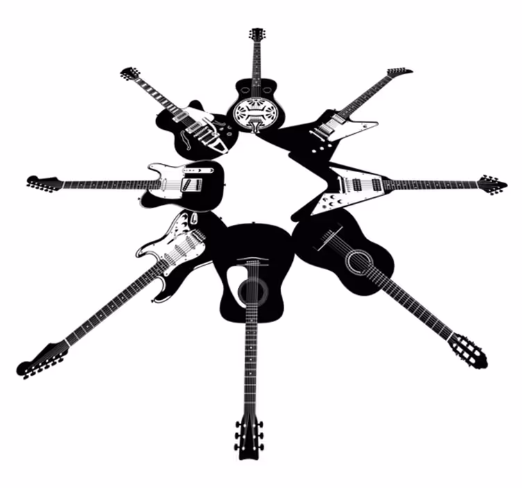 Vinylmatta sovrum gitarrer i cirkel - Tenstickers