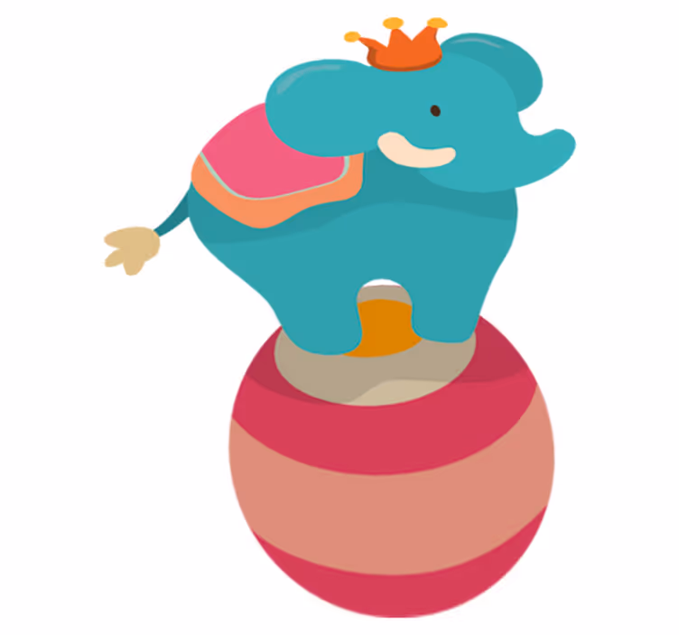 Vinylmatta barn balancerande elefant - Tenstickers