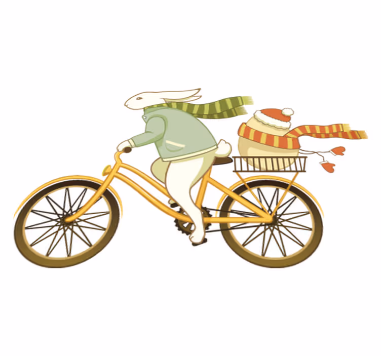 Vinylmatta barn påskhare på cykel - Tenstickers