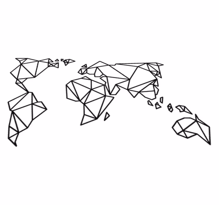 Vinylmatta världskarta dekorativ origami - Tenstickers