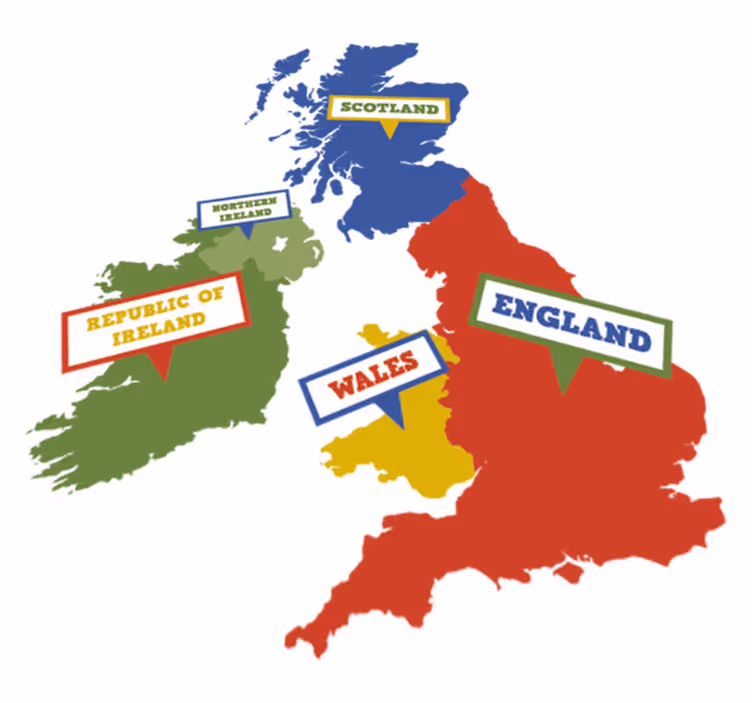 Vinylmatta världskarta färgglada storbritannien - Tenstickers