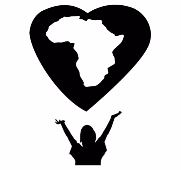 Vinylmatta världskarta afrika hjärta - Tenstickers