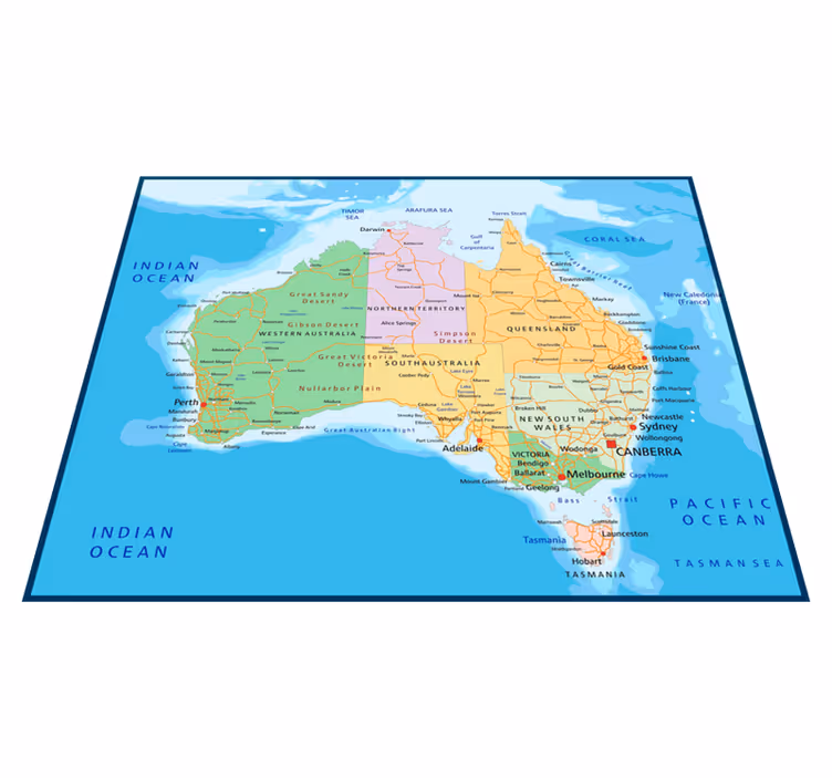 Vinylmatta världskarta politisk karta australien - Tenstickers