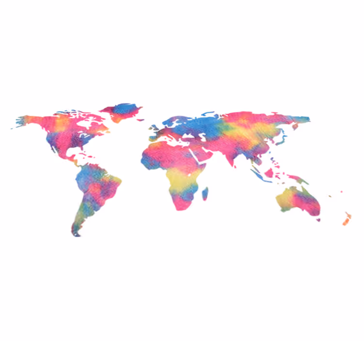 Vinylmatta världskarta med tie dye-mönster - Tenstickers