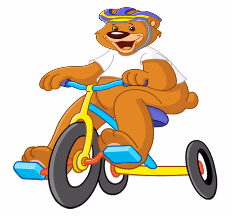 Vinylmatta barn med cyklande björn - Tenstickers