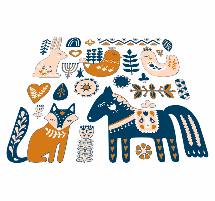 Vinylmatta barn skogsdjur nordisk stil - Tenstickers