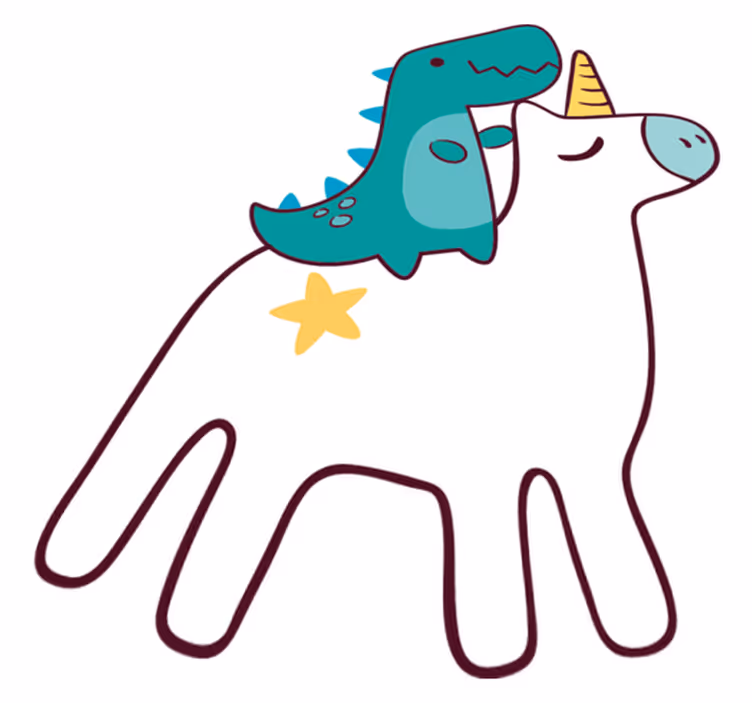Vinylmatta barn med design av enhörning och dinosaurie - Tenstickers