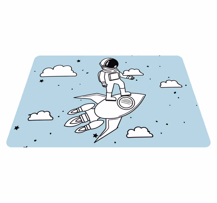 Vinylmatta barn raket astronaut och stjärnor - Tenstickers