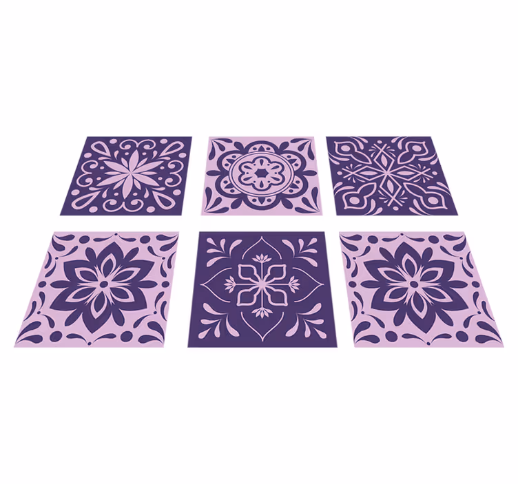 Vinylmatta badrum lila blommor плитка - Tenstickers