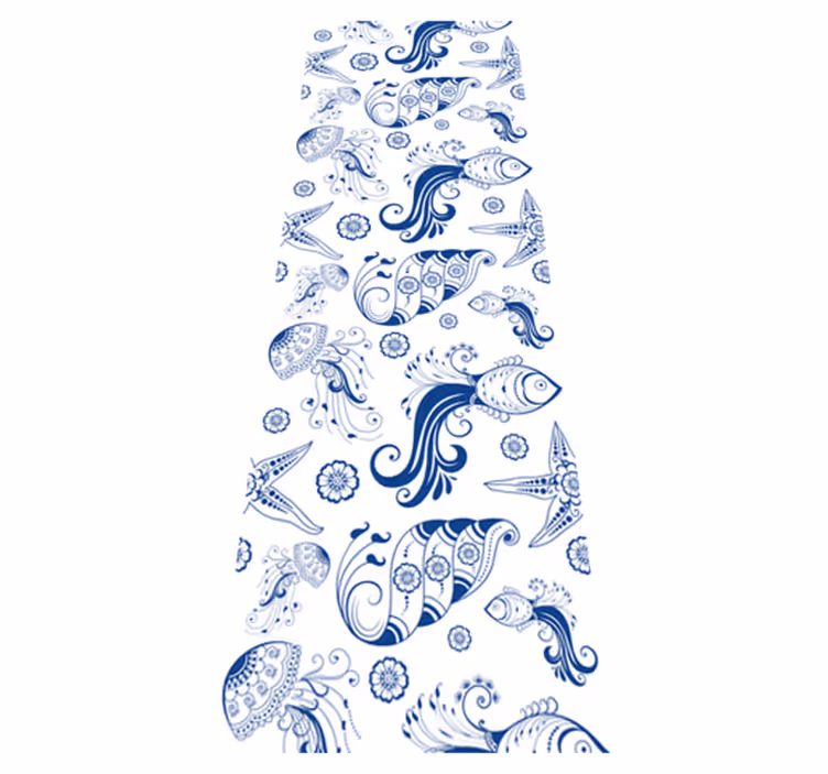Vinylmatta badrum ornamental havliv dusch - Tenstickers