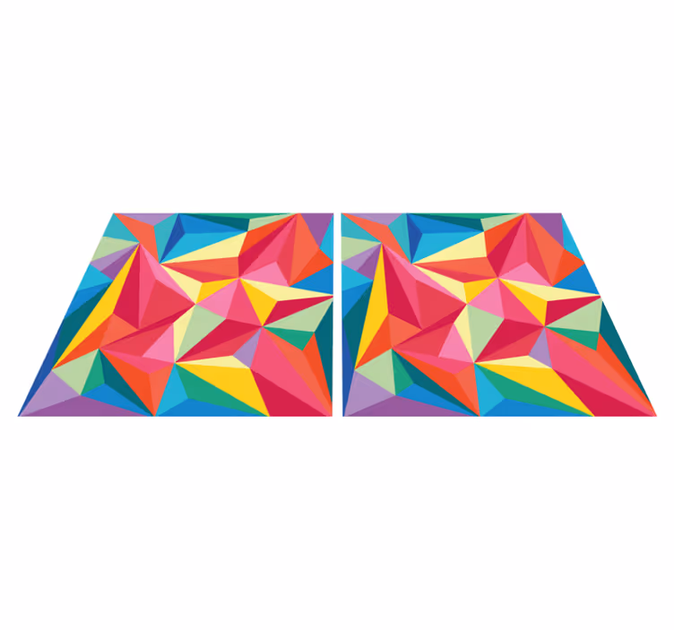 Vinylmatta badrum flerfärgad geometrisk bild - Tenstickers