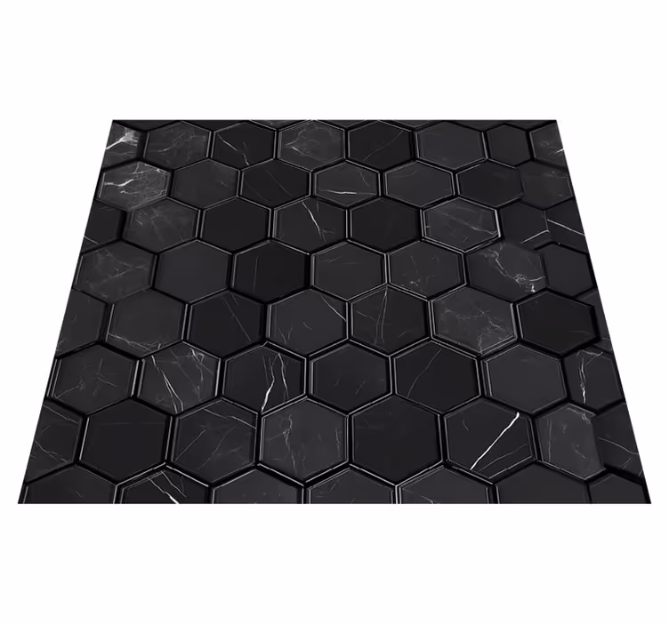 Vinylmatta badrum hexagon svart - Tenstickers