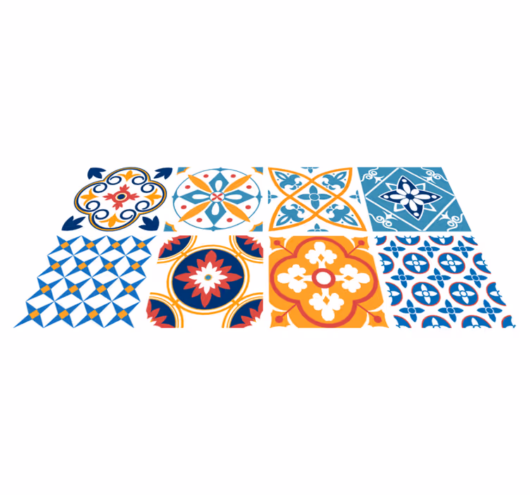 Vinylmatta kök sevrinia azulejos cementplattor - Tenstickers