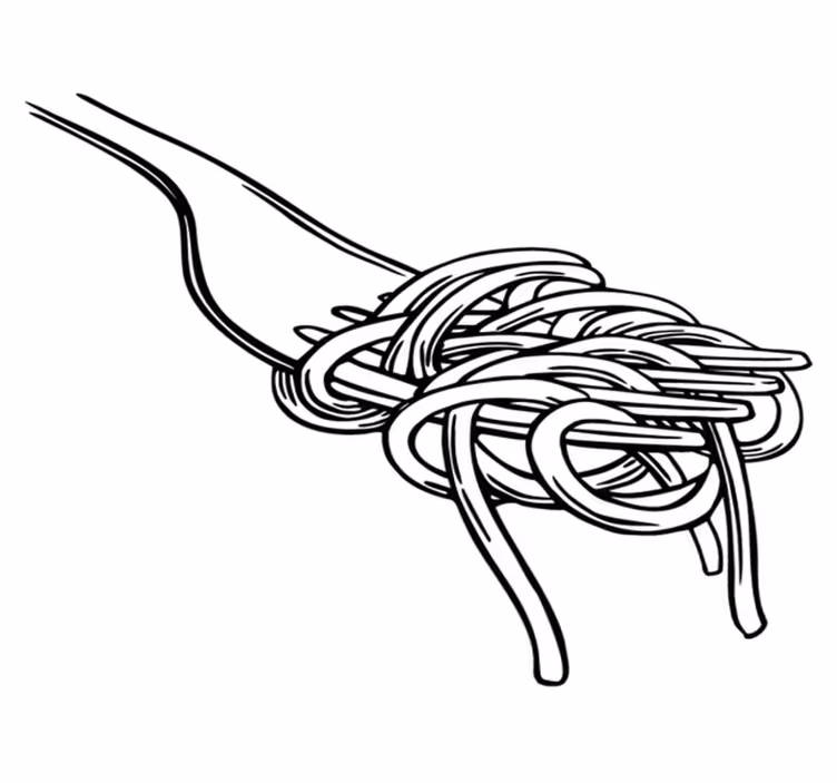 Vinylmatta kök spaghettigaffel gravyrstil - Tenstickers