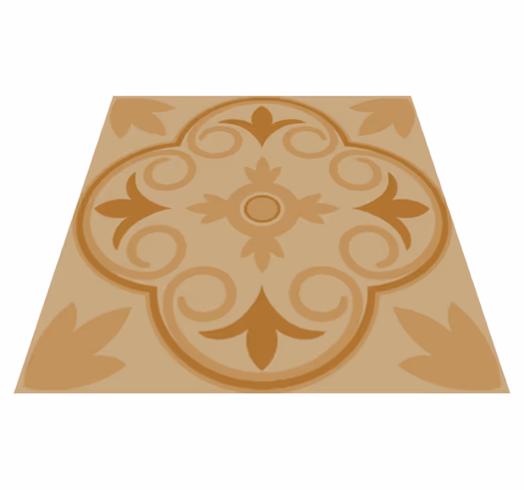 Vinylmatta kök beige vintage blommönster - Tenstickers