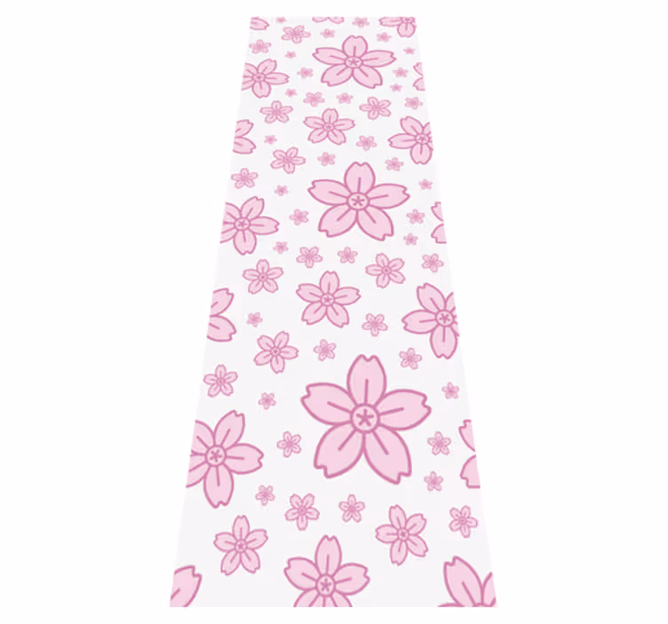 Vinylmatta sovrum rosa söta blommor på vit bakgrund - Tenstickers