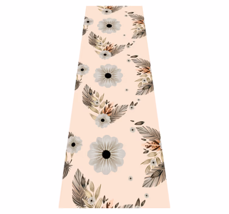 Vinylmatta sovrum rosa och svarta pastellblommor - Tenstickers