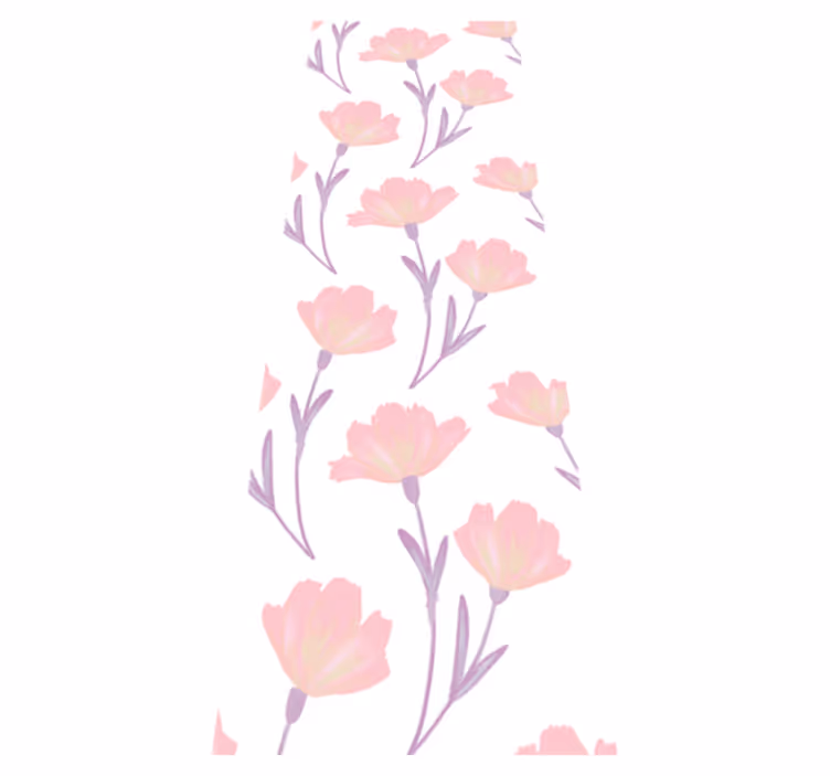 Vinylmatta sovrum minimalistiskt akvarellmönster blommor - Tenstickers
