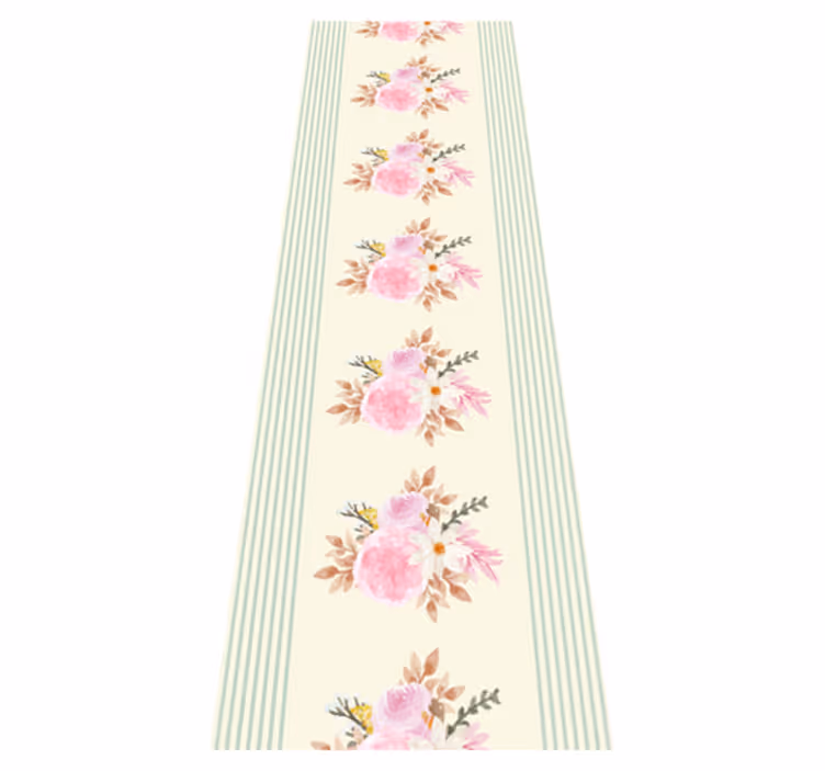 Vinylmatta sovrum fransk provensalsk randig blommönster - Tenstickers