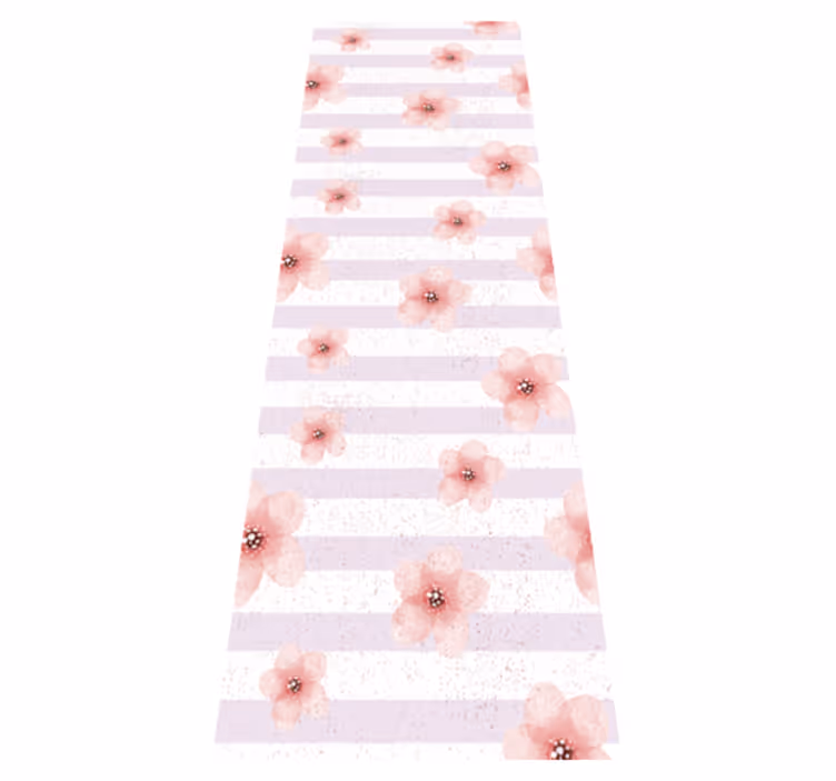 Vinylmatta sovrum shabby chic med vertikala rosa ränder - Tenstickers