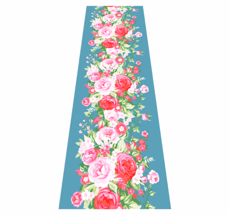 Vinylmatta sovrum turkos shabby chic mönster - Tenstickers