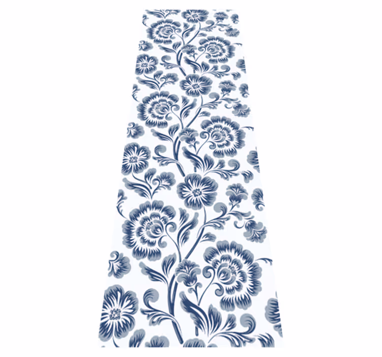 Vinylmatta sovrum blå blommor grandmillenial mönster - Tenstickers