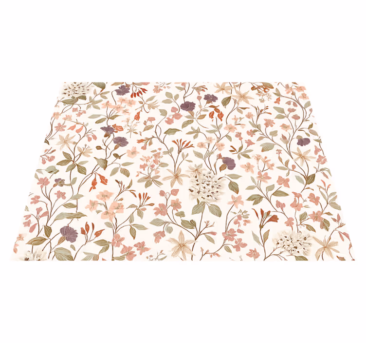 Vinylmatta sovrum rosa blommor design - Tenstickers