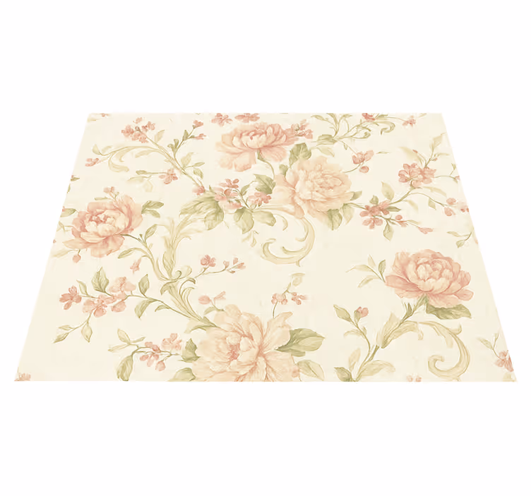 Vinylmatta sovrum ljusrosa vintage blommönster - Tenstickers
