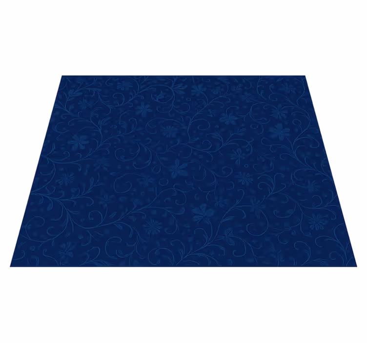 Vinylmatta sovrum navy blue blommönster - Tenstickers