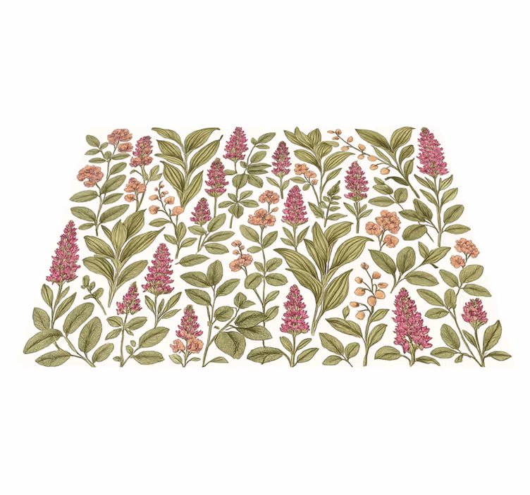 Färgglad botanisk mönster vinylmatta sovrum - Tenstickers