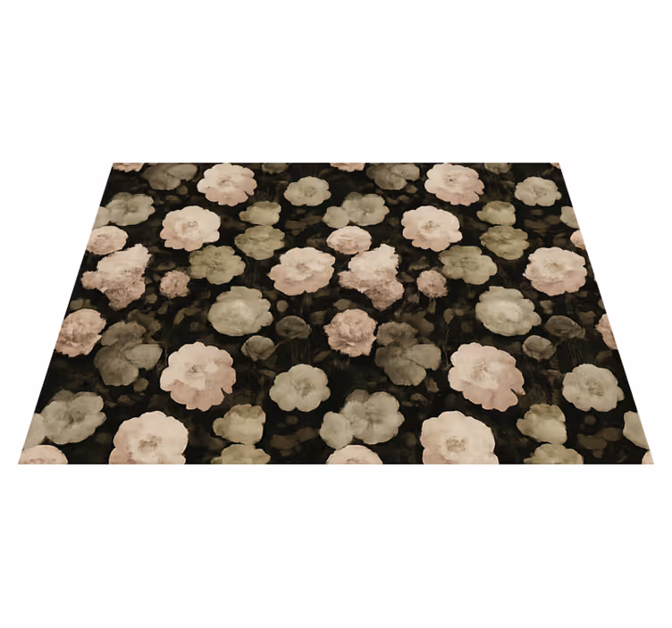 Vinylmatta sovrum mörk retro blomster mönster - Tenstickers