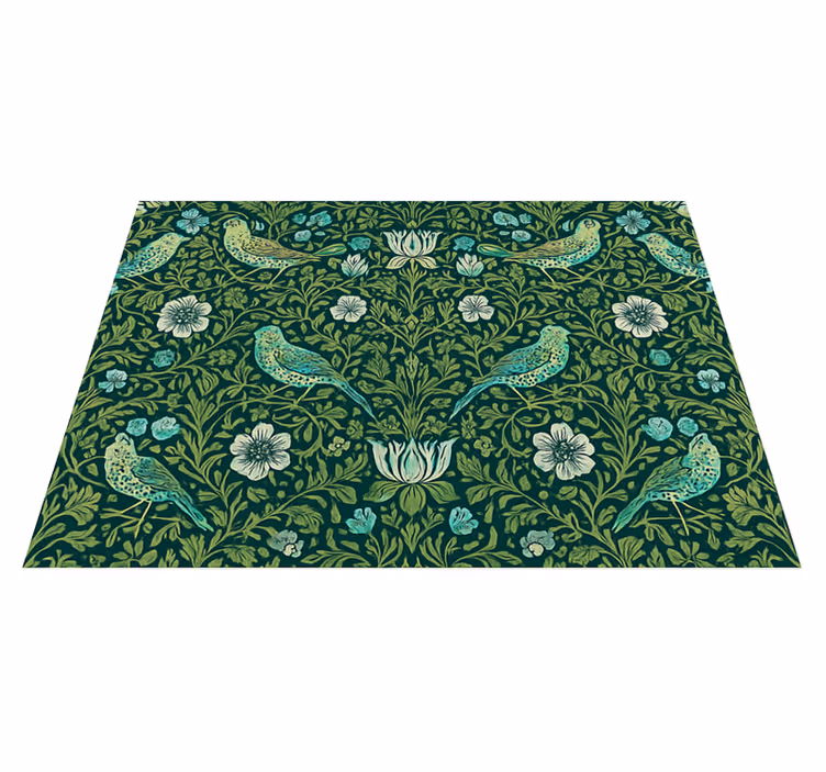 Vinylmatta sovrum ornamental blommor och fåglar - Tenstickers
