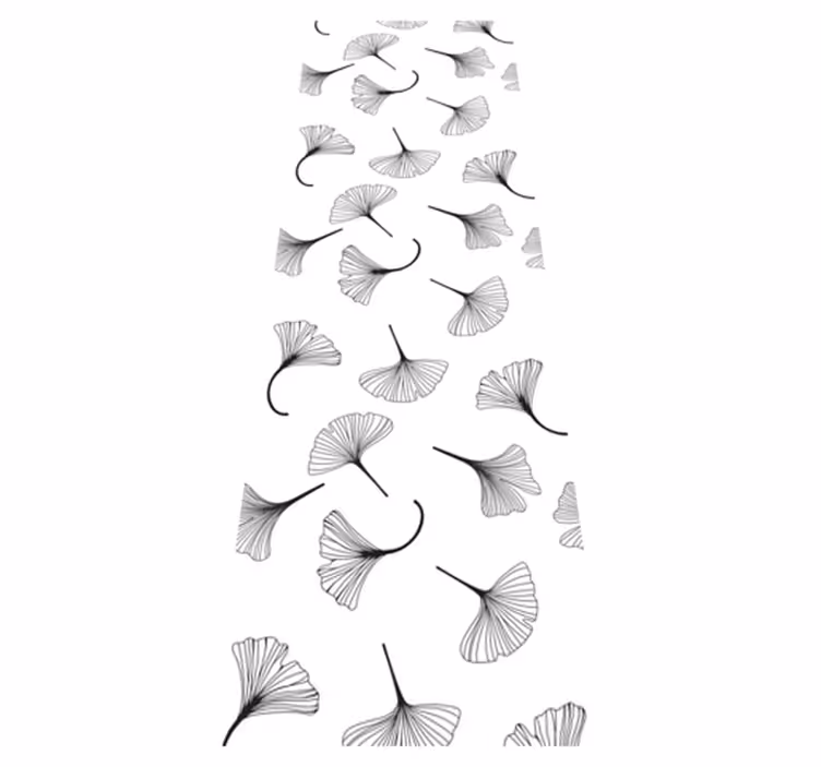 Vinylmatta studera ginkgo blad svart mönster - Tenstickers