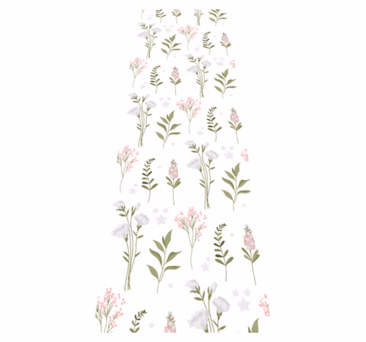 Vinylmatta sovrum med minimalistiskt blommönster - Tenstickers
