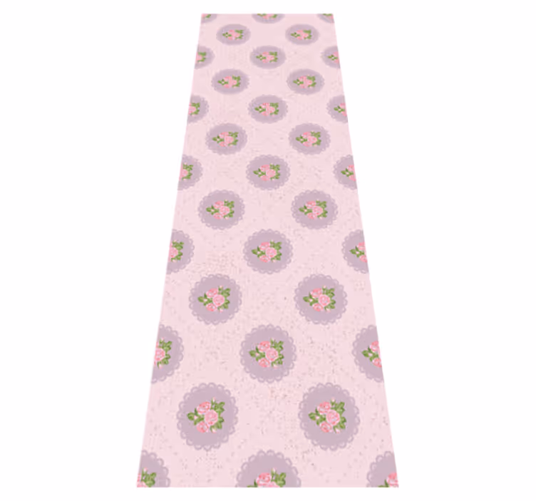 Vinylmatta sovrum shabby chic rosa rutigt mönster - Tenstickers